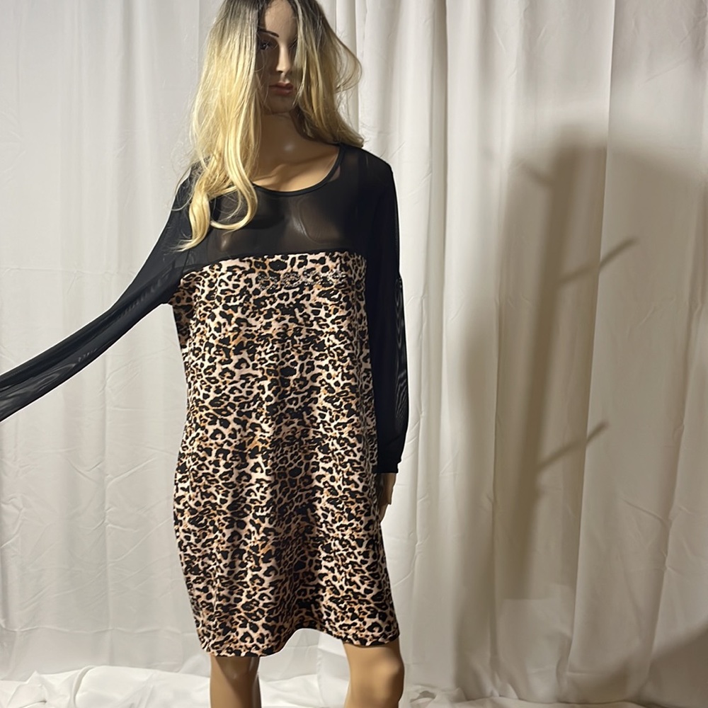 BEBE AMAZING LEOPARD DRESS RHINESTONES 1X